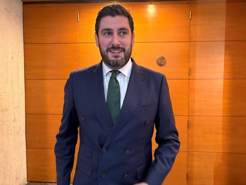 El vicepresidente primero del Gobierno de Aragón y consejero de Desregulación, Bienestar Social y Familia, Alejandro Nolasco, este jueves en las Cortes.
