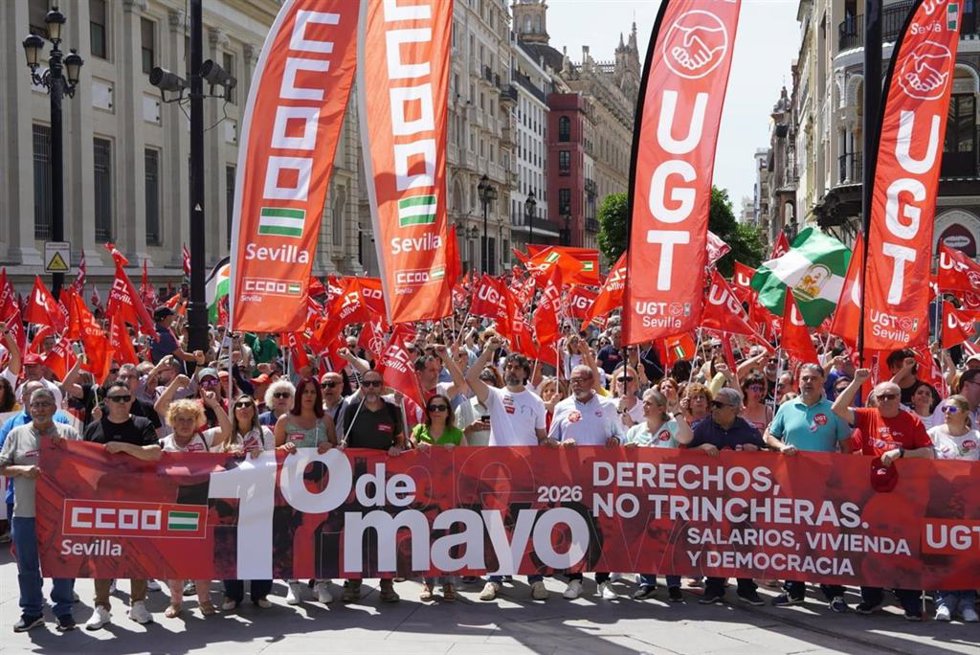 Manifiestación en Sevilla de UGT y CCOO. Imagen de archivo.