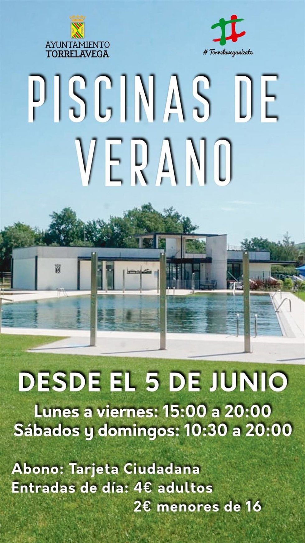 Cartel de apertura de las piscinas de verano