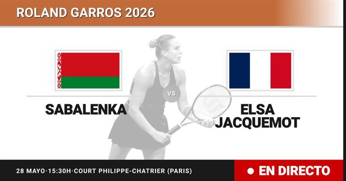Aryna Sabalenka - Elsa Jacquemot: resumen y estadísticas del partido de Treintaidosavos de final de Roland Garros WTA