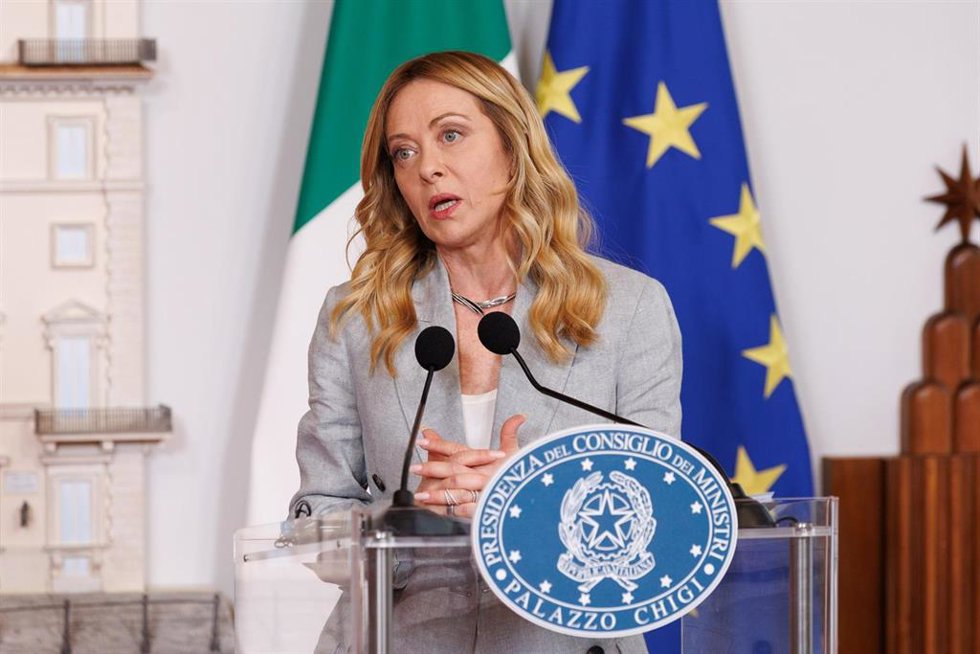 La primera ministra italiana, Giorgia Meloni, en una reciente rueda de prensa en Roma. 