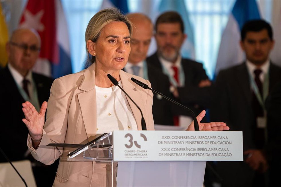 La ministra de Educación, Milagros Tolón, durante la XXIX Conferencia Iberoamericana de Ministros de Educación, en el Palau de Pedralbes, a 28 de mayo de 2026