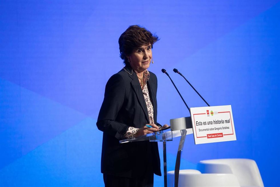 Archivo - La expresidenta del PP vasco María San Gil durante la presentación del documental con motivo del 30 aniversario del asesinato de Gregorio Ordóñez, en la Real Casa de Correos, a 21 de enero de 2025, en Madrid (España)