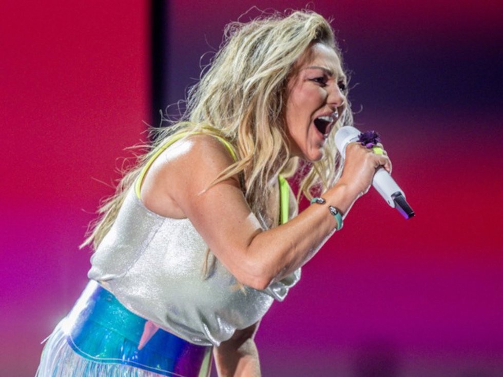 La cantante del grupo 'La Oreja de Van Gogh', Amaia Montero, durante un concierto en el Movistar Arena, a 28 de mayo de 2026, en Madrid (España).