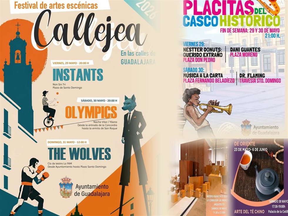 Cartel con la programación cultural de Guadalajara del fin de semana.