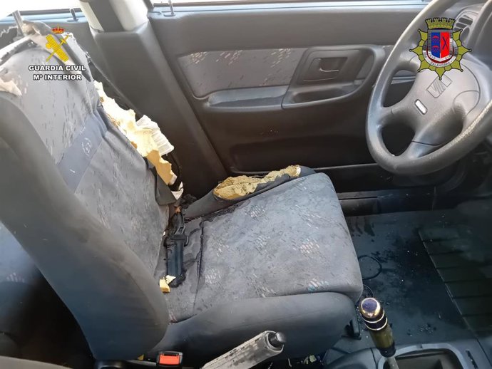 Habitaculo en el vehíoculo donde se encontró al animal