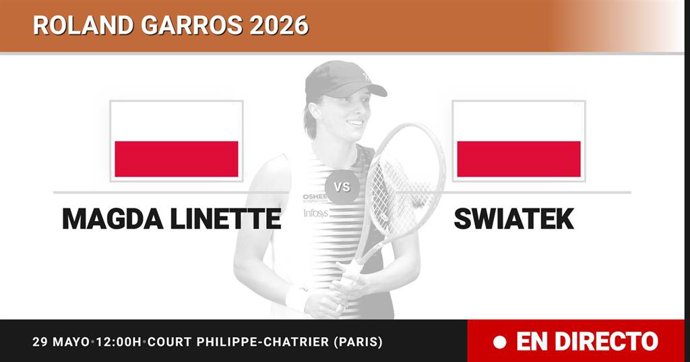 Magda Linette - Iga Swiatek: resumen y estadísticas del partido de Dieciseisavos de final de Roland Garros WTA