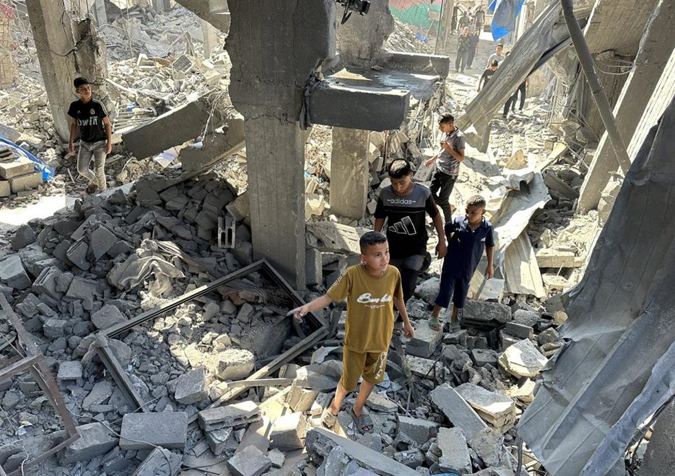 Edificio destruido por un bombardeo de Israel contra la ciudad de Gaza, en el norte de la Franja de Gaza, el 29 de mayo de 2026