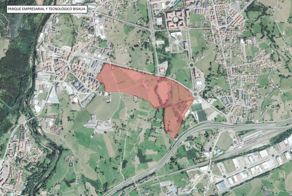 Localización del futuro Parque Empresarial Bisalia-Las Excavadas de Torrelavega
