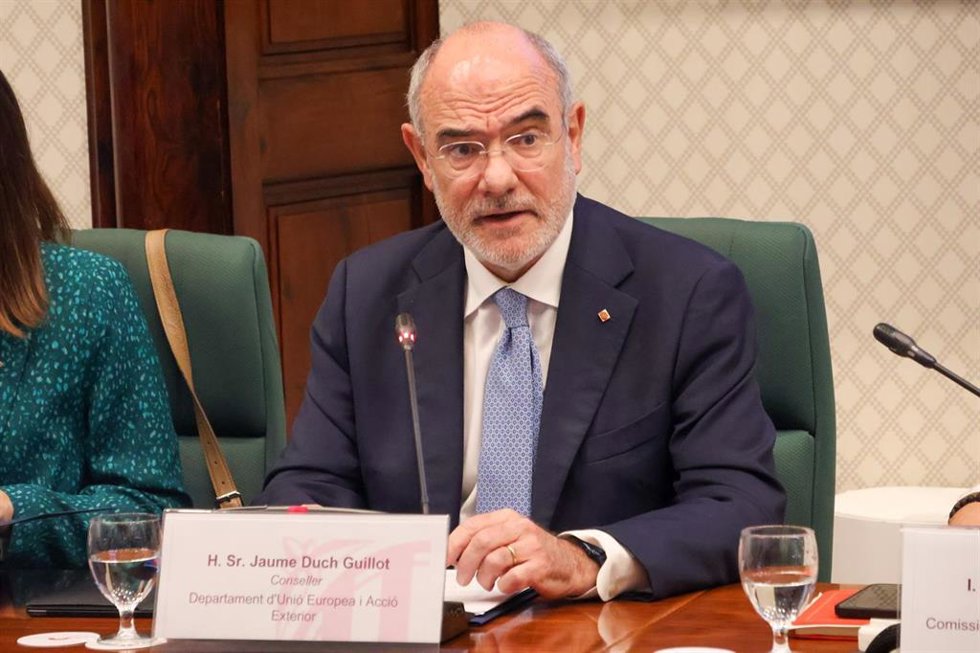 El conseller de de UE y Acción Exterior, Jaume Duch, en comisión parlamentaria