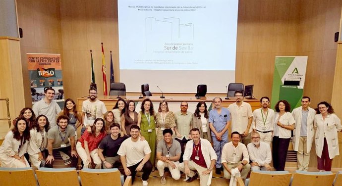 Profesionales intervinientes en la jornada de trabajo celebrada en el salón de actos del Hospital Universitario de Valme de Sevilla.