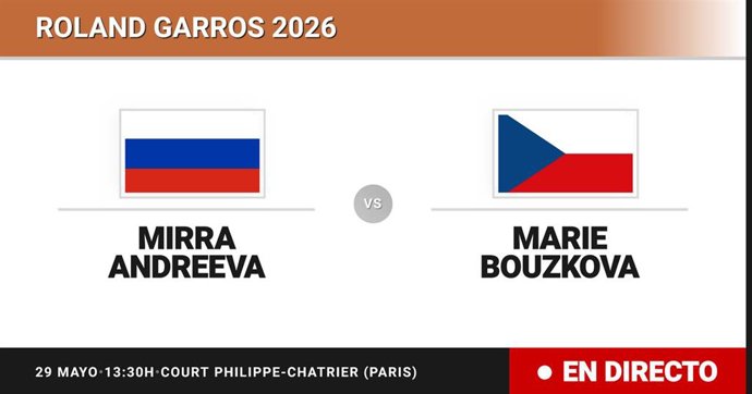 Mirra Andreeva - Marie Bouzkova: resumen y estadísticas del partido de Dieciseisavos de final de Roland Garros WTA