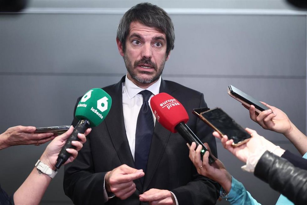 El ministro de Cultura, Ernest Urtasun, durante la presentación del programa ‘Cine Vecino’ en la sede del Ministerio de Cultura, a 18 de mayo de 2026, en Madrid (España).