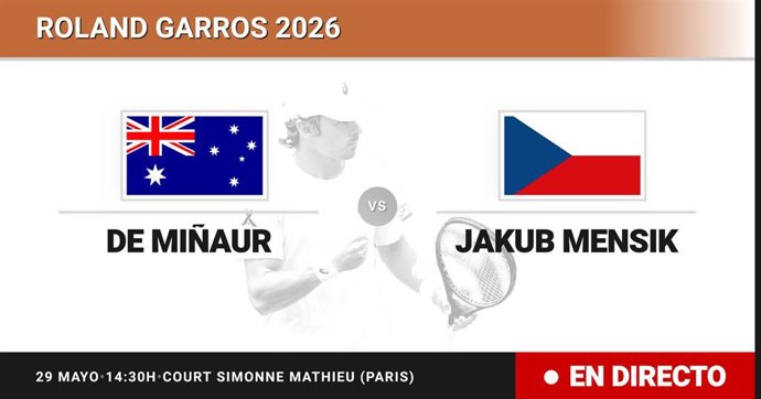 Alex de Minaur - Jakub Mensik: resumen y estadísticas del partido de Dieciseisavos de final de Roland Garros ATP