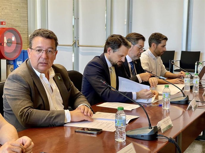 El vicepresidente y consejero de Presidencia, Coordinación de la Acción de Gobierno, Interior y Emergencias, Abel Bautista, preside la reunión del Plan Infoex que se ha celebrado este viernes, 29 de mayo de 2026, en Mérida (Badajoz).