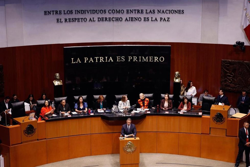 Archivo - Imagen de archivo del Senado de México, durante una intervención del ministro de Seguridad, Omar García Harfuch.