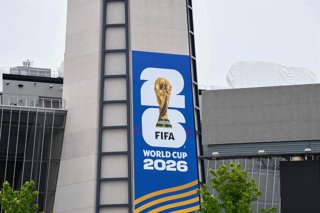 FOXBOROUGH, MA - MAY 23: A general view of FIFA World Cup 2026 logo signage on the Gillette Stadium lighthouse on May 23, 2026 at Boston Stadium in Foxborough, MA. Gillette Stadium is temporarily renamed Boston Stadium for the FIFA World Cup 2026. Seven W