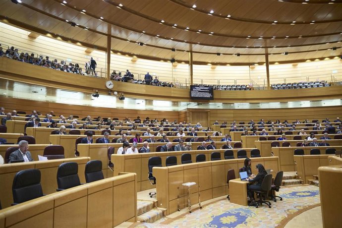 Archivo - El hemiciclo del Senado vota durante una sesión plenaria, en el Senado, a 18 de marzo de 2026, en Madrid (España). 