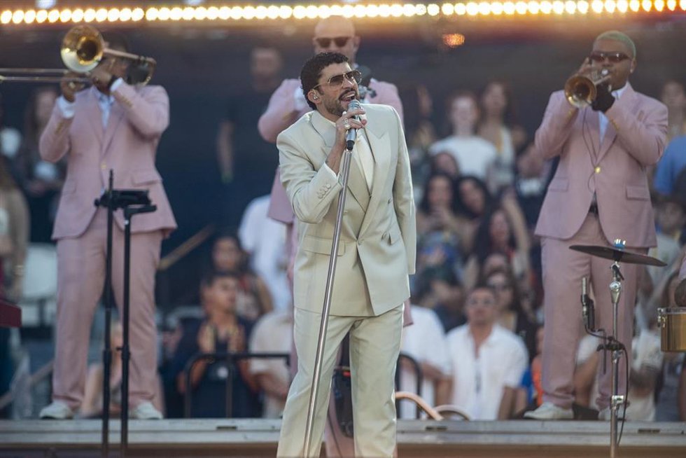El cantante Bad Bunny durante su concierto en el Estadi Olímpic Lluís Companys, a 22 de mayo de 2026, en Barcelona, Catalunya (España). 