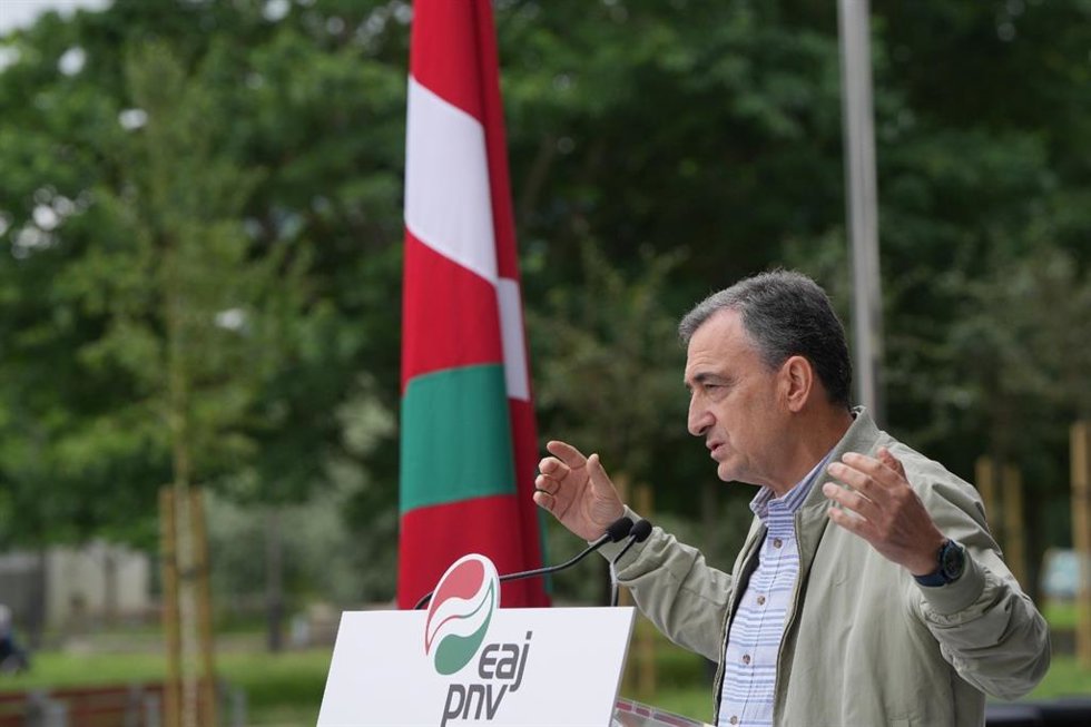 El presidente del EBB del PNV, Aitor Esteban, en Lasarte (Gipuzkoa)