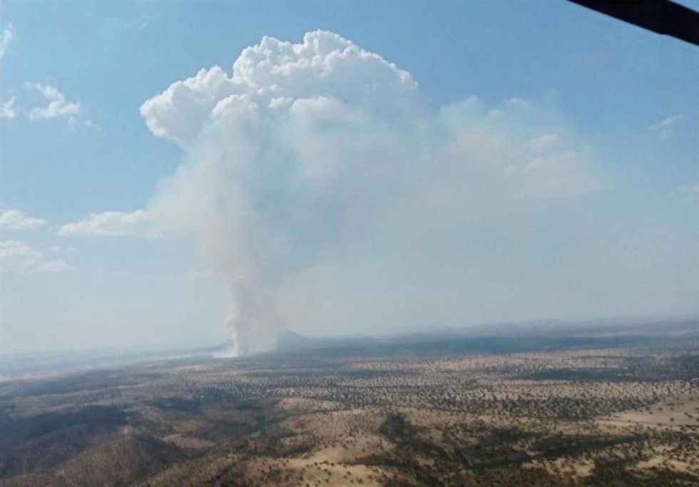 Incendio forestal de Hornachos declarado el sábado 31 de mayo de 2026.