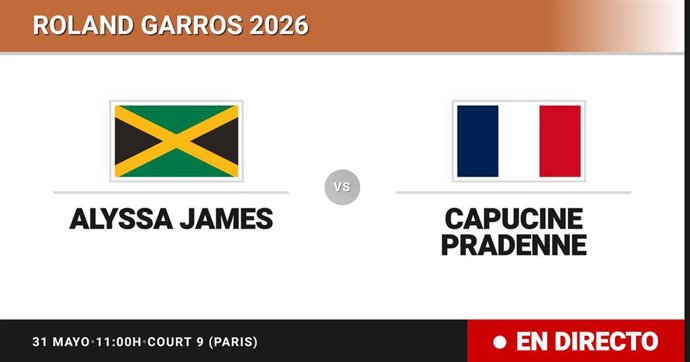 Alyssa James - Capucine Pradenne: resumen y estadísticas del partido de Treintaidosavos de final de Roland Garros Juniors, Girls