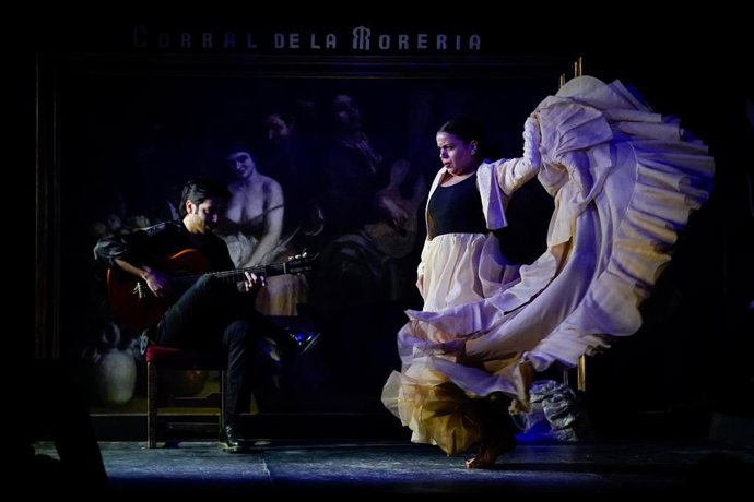 Archivo - La bailaora María Moreno del grupo de flamenco "Guerrero" actúa en las instalaciones del Corral de la Morería, que reabre sus puertas el próximo día 20 de mayo, con motivo de su 65 aniversario, a 13 de mayo de 2021, en Madrid, (España).