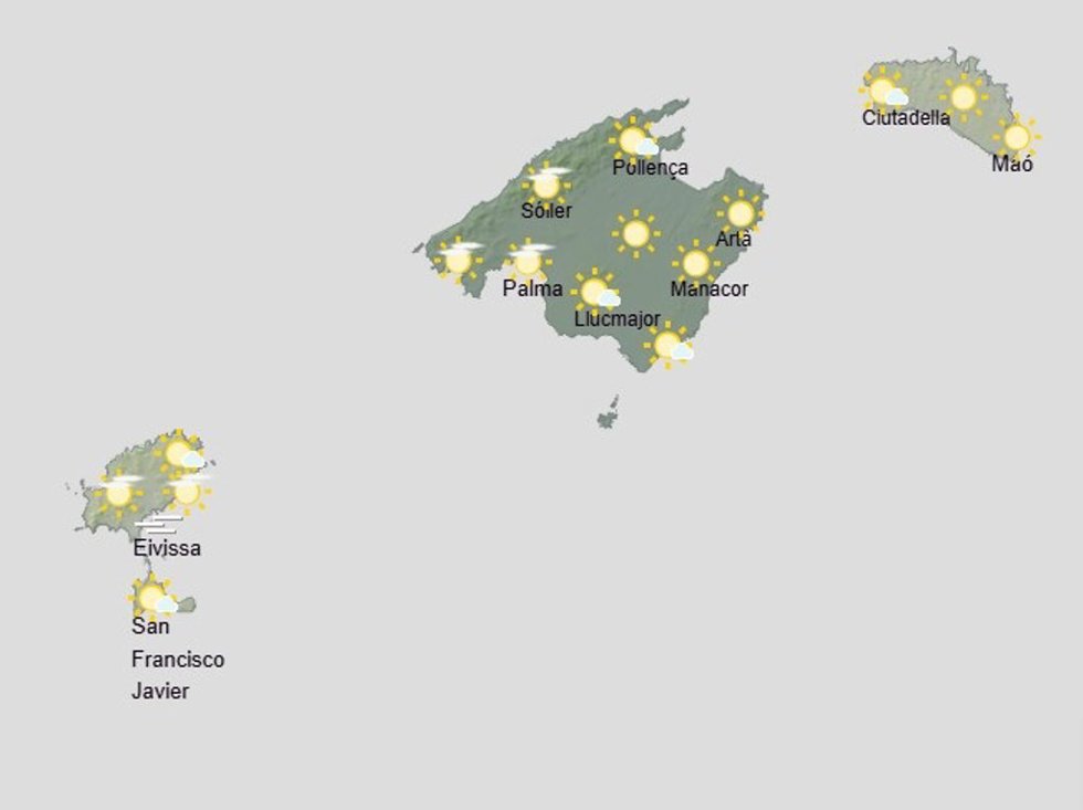 Mapa del tiempo para este domingo 31 de mayo.