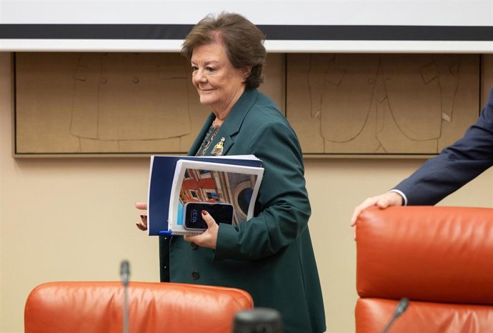 Archivo - La presidenta del Tribunal de Cuentas, Enriqueta Chicano, a su llegada a la Comisión Mixta para las Relaciones con el Tribunal de Cuentas, en el Congreso, a 24 de febrero de 2026, en Madrid (España). 