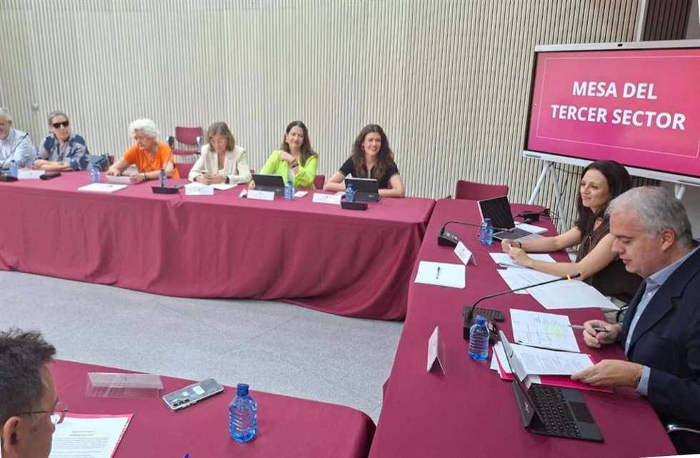 El secretario general de la Consejería de Política Social, Familias e Igualdad, Nicolás Gonzálvez, presidiendo la Mesa del Tercer Sector.