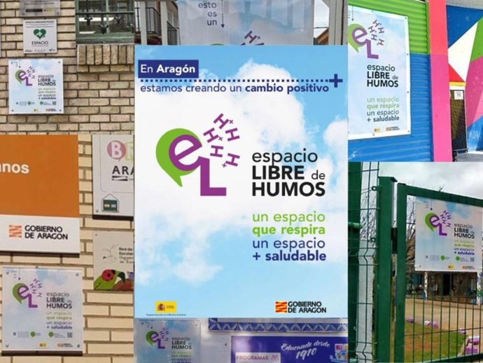 Distintos centros educativos de Aragón se han sumado a la campaña Espacios Libres de Humo con la instalación de señalización específica en sus accesos.