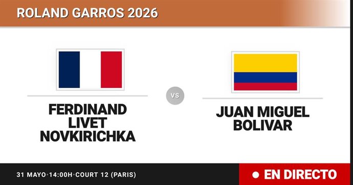 Ferdinand Livet Novkirichka - Juan Miguel Bolivar: resumen y estadísticas del partido de Treintaidosavos de final de Roland Garros Juniors, Boys