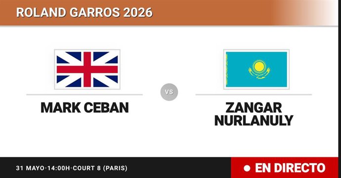 Mark Ceban - Zangar Nurlanuly: resumen y estadísticas del partido de Treintaidosavos de final de Roland Garros Juniors, Boys