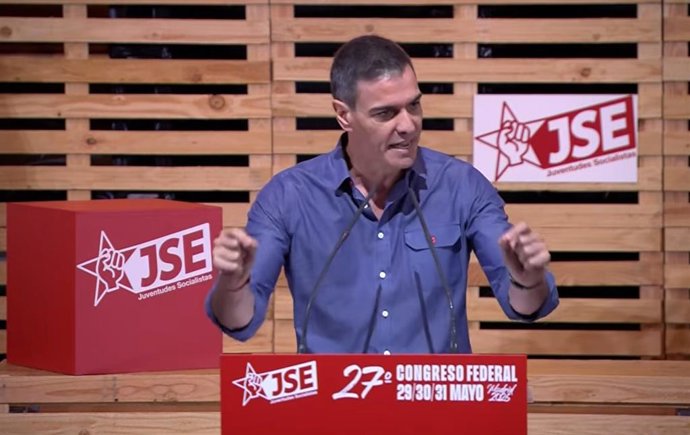 El presidente del Gobierno, Pedro Sánchez, en el Congreso de Juventudes Socialistas en Madrid