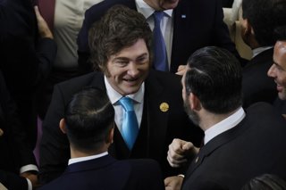 Valparaiso, 11 de marzo 2026 El presidente de Argentina, Javier Milei, durante la ceremonia de cambio de mando presidencial, realizada en el Salon de Honor del Congreso Nacional Sebastian Cisternas/ Aton Chile
