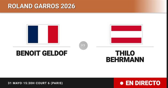 Benoit Geldof - Thilo Behrmann: resumen y estadísticas del partido de Treintaidosavos de final de Roland Garros Juniors, Boys