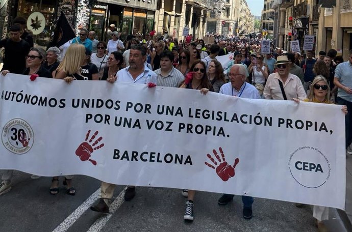 Imagen de la manifestación celebrada este domingo en Barcelona.