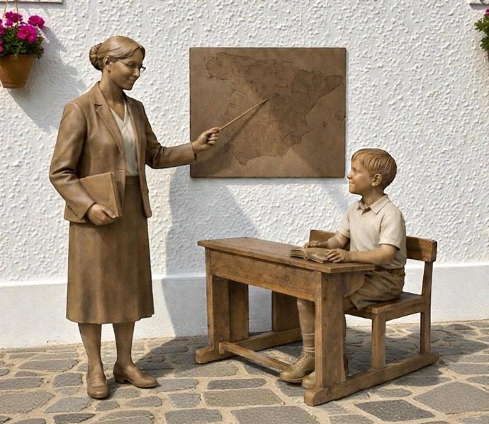 Una de las esculturas de bronce de  Venancio Sánchez