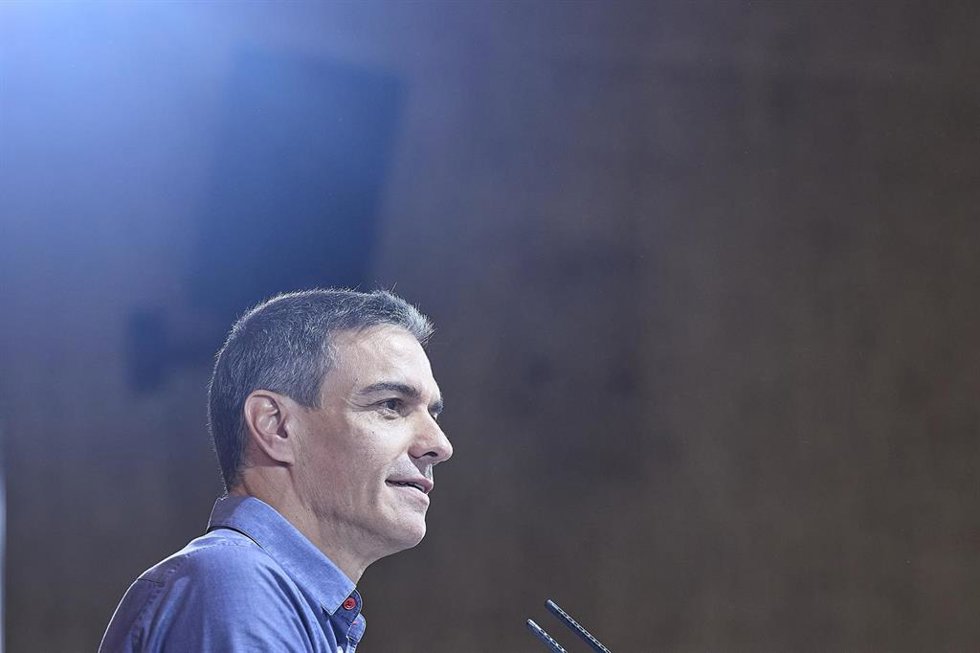 El secretario general del PSOE y presidente del Gobierno, Pedro Sánchez, durante la clausura del 27º Congreso de JSE, en la sede UGT Madrid, a 31 de mayo de 2026, en Madrid (España).