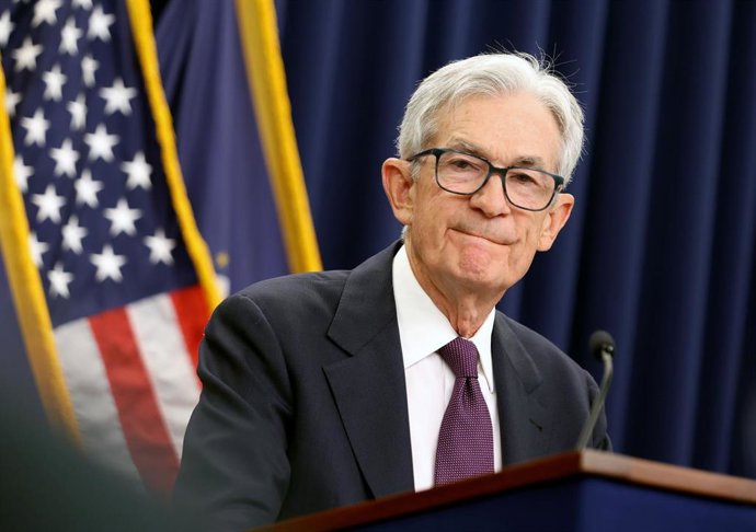 Archivo - 29 April 2026, US, Washington: US Federal Reserve Chair Jerome Powell speaks during a press conference at the Federal Reserve Board Building after announcing that the Fed has decided to leave interest rates unchanged amid the ongoing energy cris
