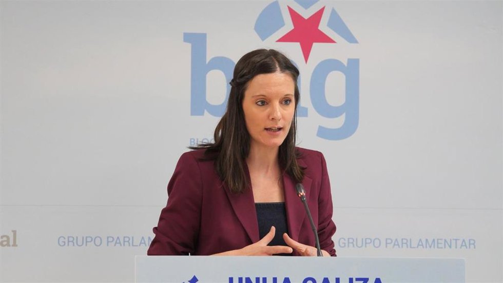 La viceportavoz parlamentaria del BNG, Olalla Rodil, en rueda de prensa.