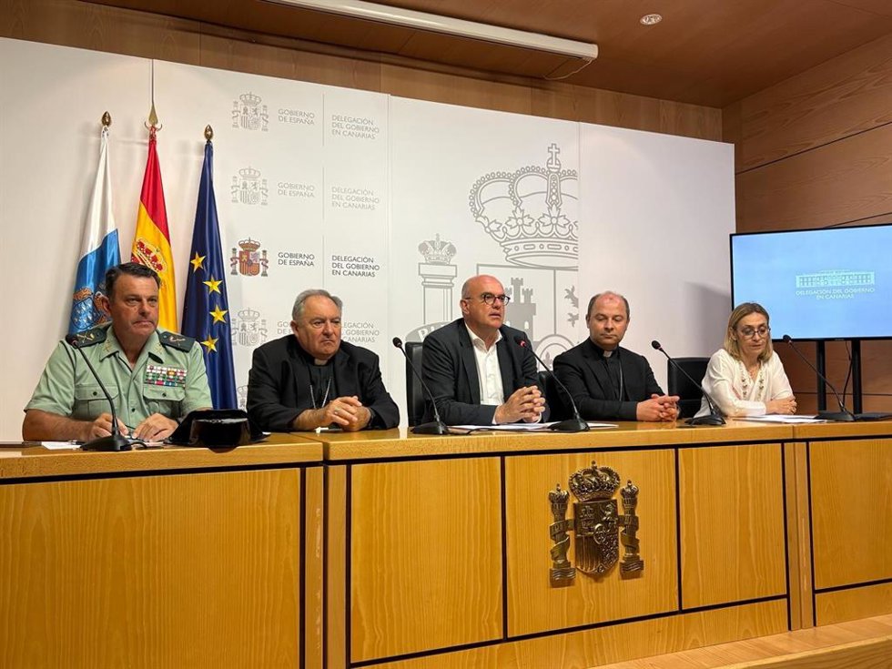 El delegado del Gobierno en Canarias, Anselmo Pestana, durante la rueda de prensa para presentar las restricciones viales por la visita del Papa