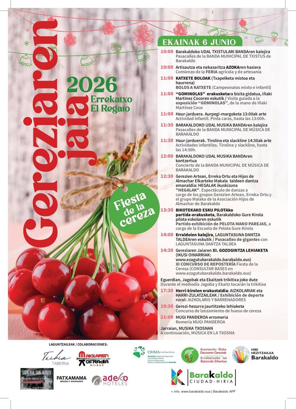 Cartel con la programació de la Fiesta de la Cereza en Barakaldo