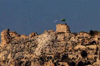 May 31, 2026, Arnoun, Arnoun, Lebanon: The Israeli flag flies along with the flag of Golani Brigade over of the Crusader-era Beaufort (Belfort) Castle, known locally as Qalaat al-Chakif in the southern Lebanese village of Arnoun. The strategic hilltop for