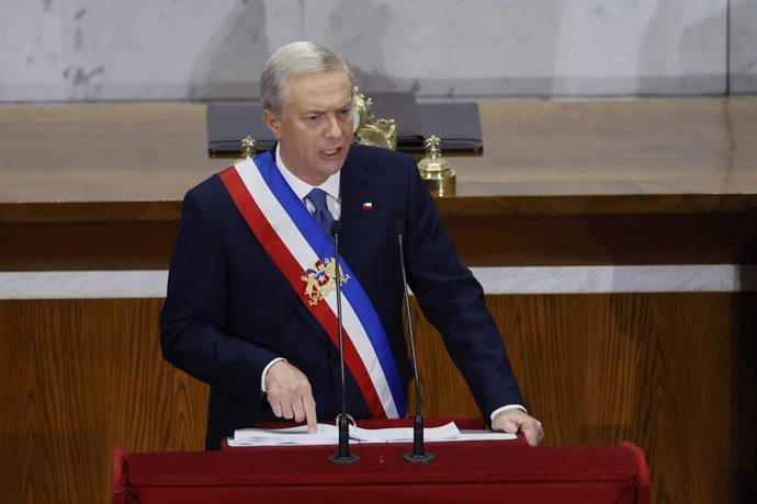 Valparaiso, 1 de junio 2026. El Presidente de la Republica Jose Antonio Kast ofrece la primera cuenta publica de su periodo en el Salon de Honor del Congreso Nacional. Sebastian Cisternas/Aton Chile