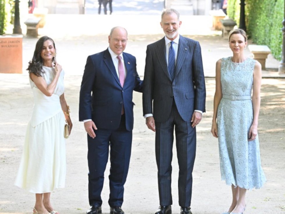 Los reyes Felipe y Letizia junto a los príncipes ALberto y Charlène de Mónaco visitan el Real Jardón Botánico de Madrid