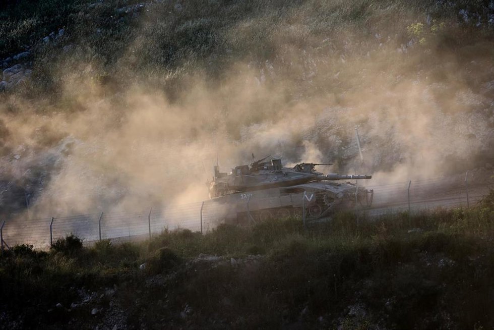 Un tanque israelí cerca de la frontera con Líbano. Imagen de archivo