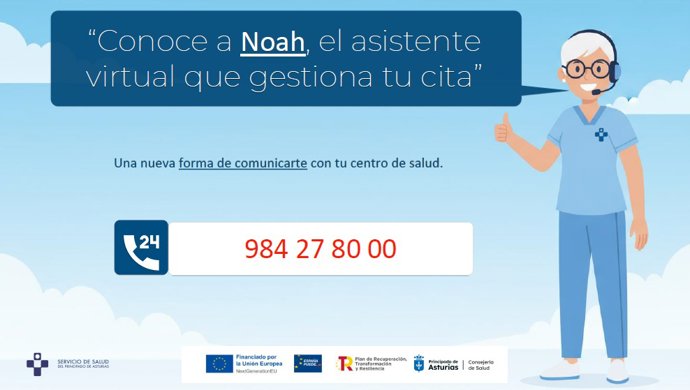 Cartel informativo del asistente virtual 'Noah'.