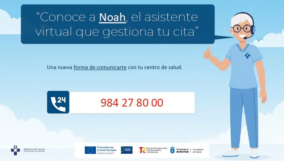 Cartel informativo del asistente virtual 'Noah'.