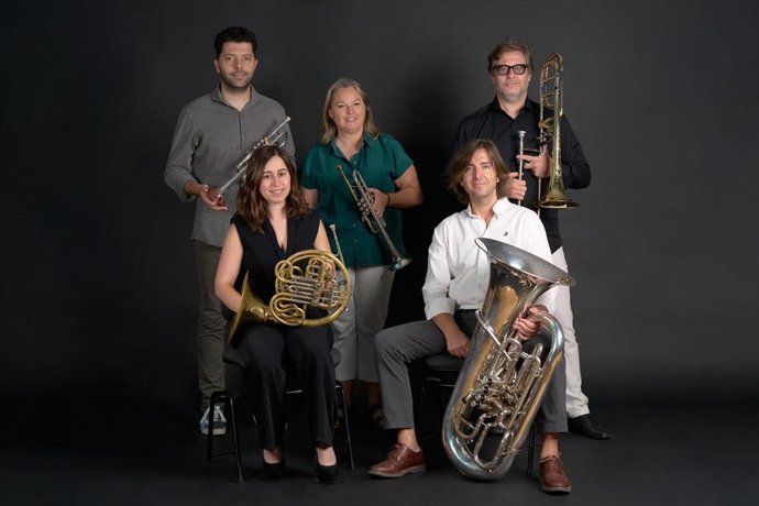 Imagen del quinteto de metales formado por profesores de la ROSS para la clausura de su ciclo de cámara 2026